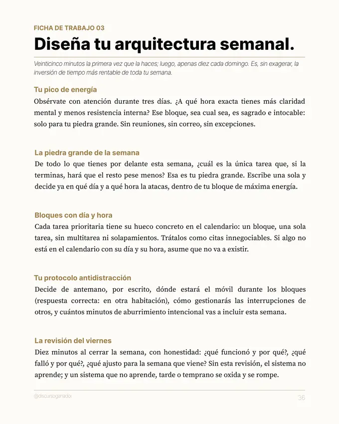 Ficha de trabajo 03, Diseña tu arquitectura semanal