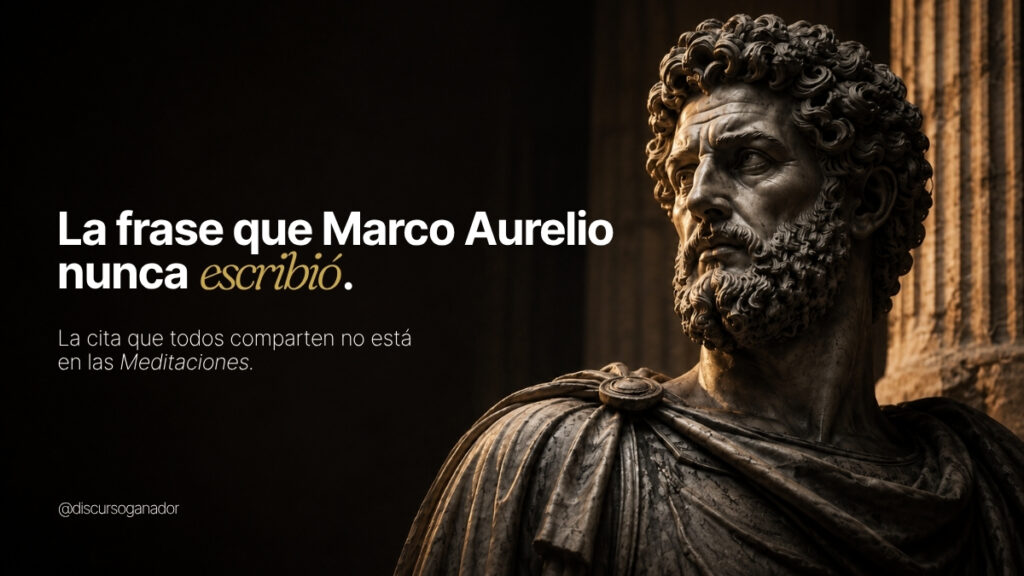 Busto de mármol de Marco Aurelio iluminado lateralmente junto a una columna, sobre fondo oscuro